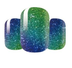 Shimmering blue-green nail art