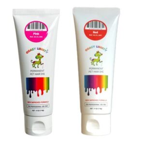 Two tubes of colorful paint labeled 'Pink' and 'Red' with a dripping design.