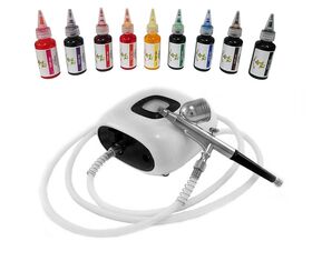 Airbrush tool and vibrant ink collection