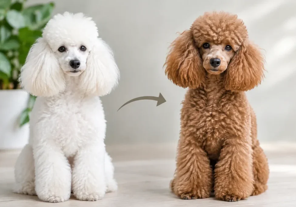 White Poodle Color Transformation That Pops